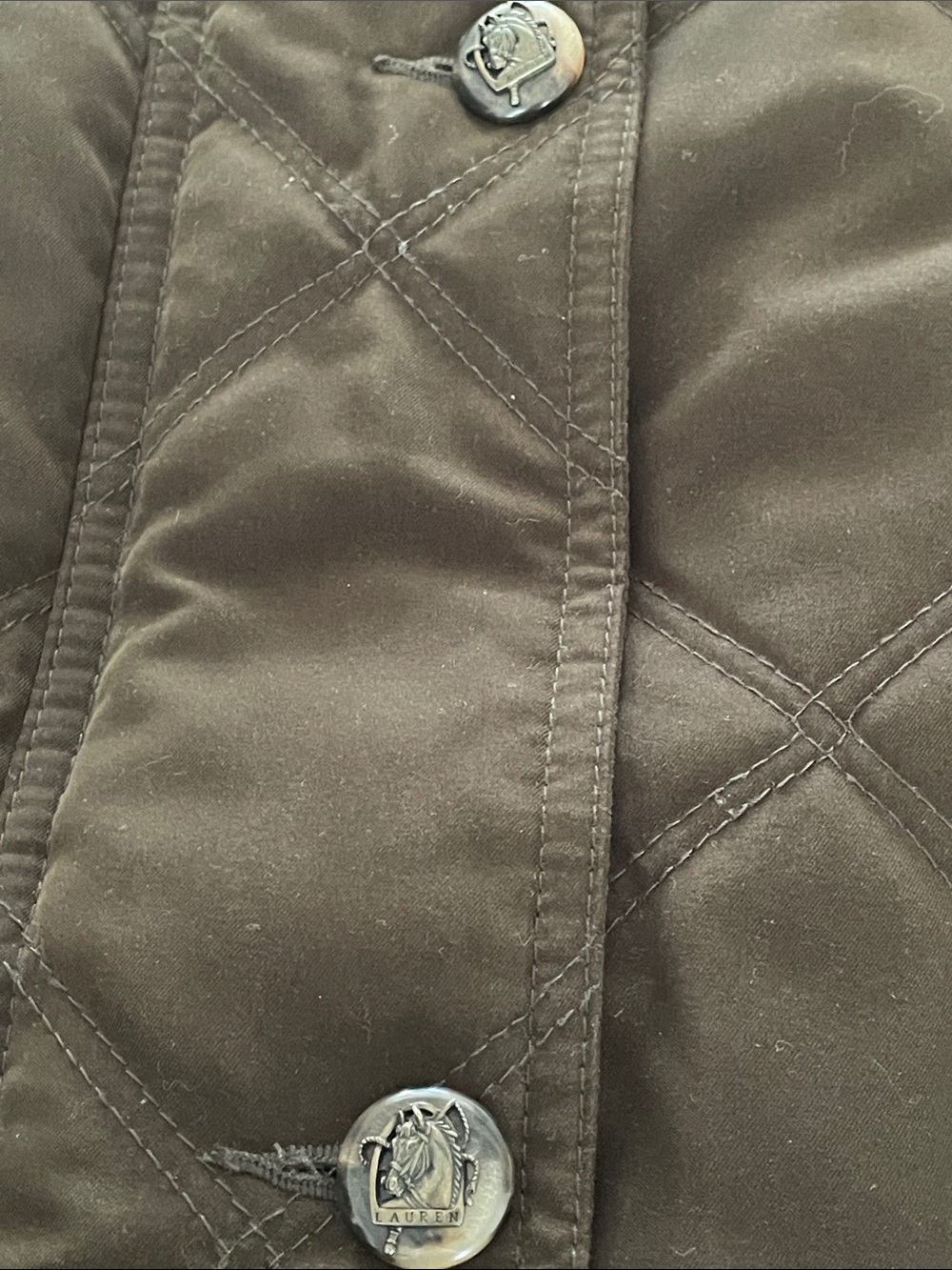 Ralph Lauren Women's Green Equestrian Quilted Coat w/Suede Collar Size Large - Picture 8 of 13